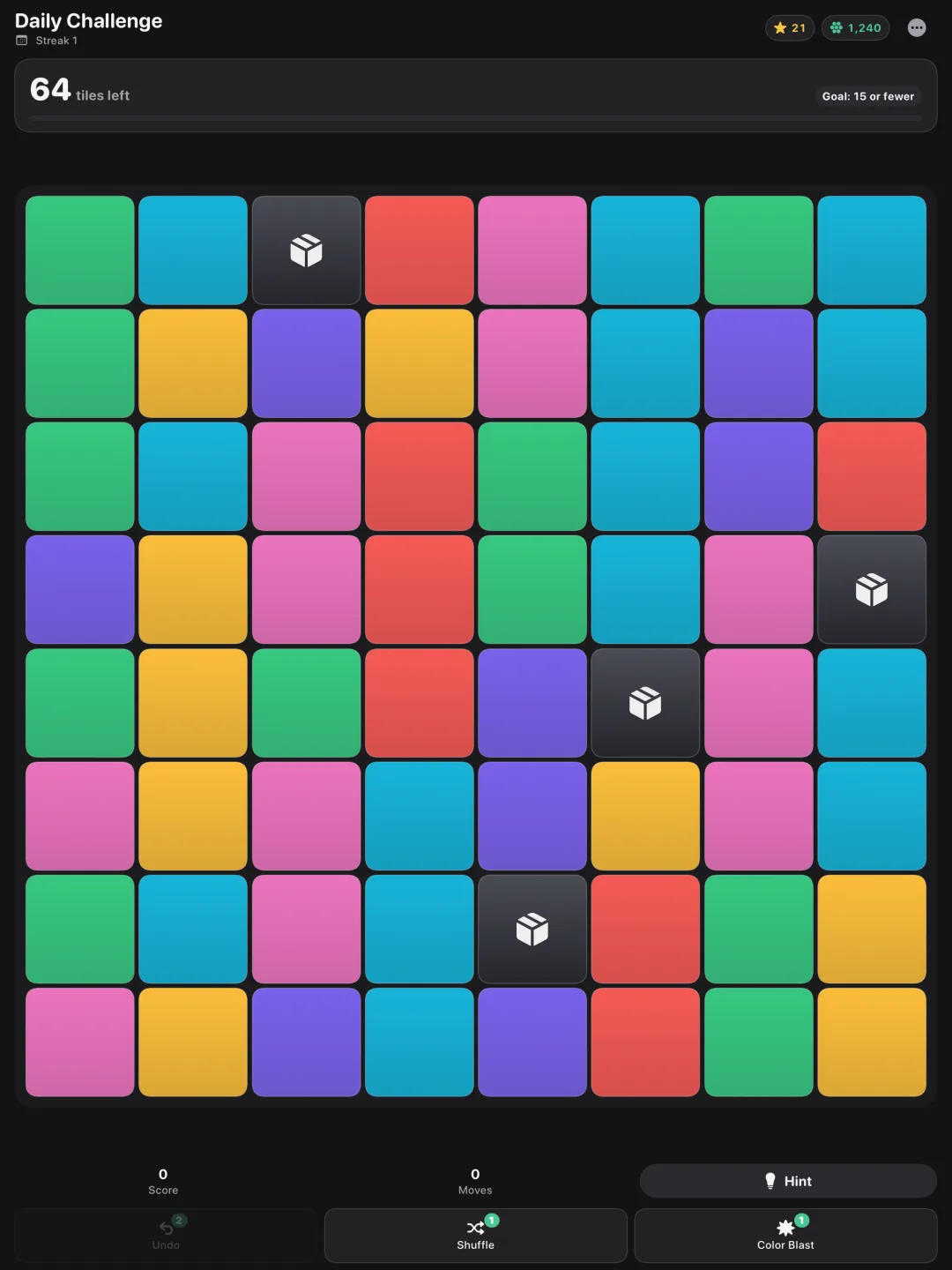 The Daily Challenge on iPad, the same board everyone gets that day