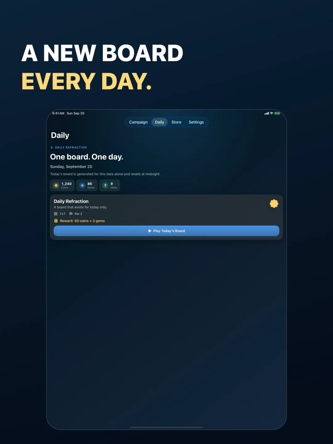 The daily board on iPad, the same one everyone gets that day