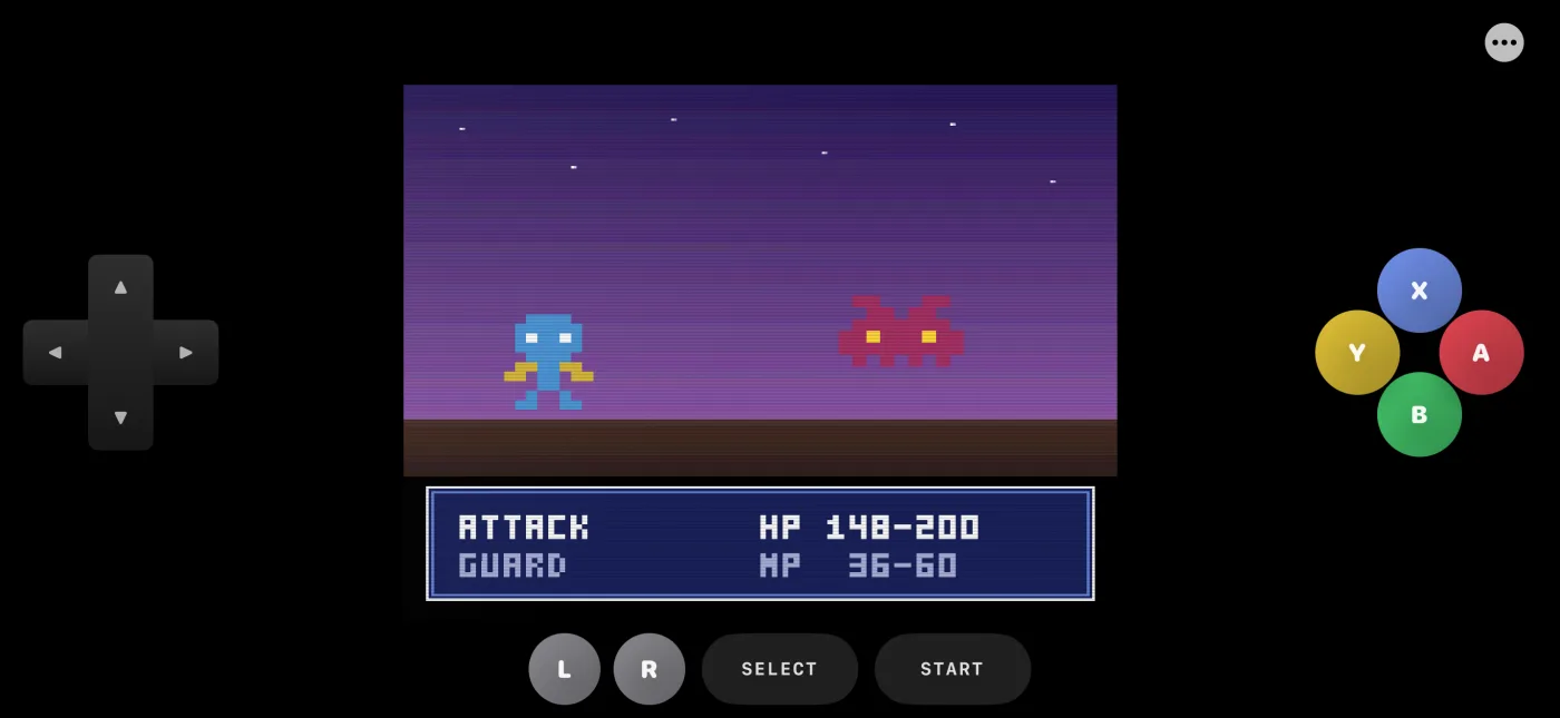 A console game in landscape with touch controls on either side of the screen